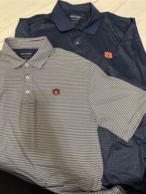 Auburn Oxford Striped Polo Duo in Navy & White